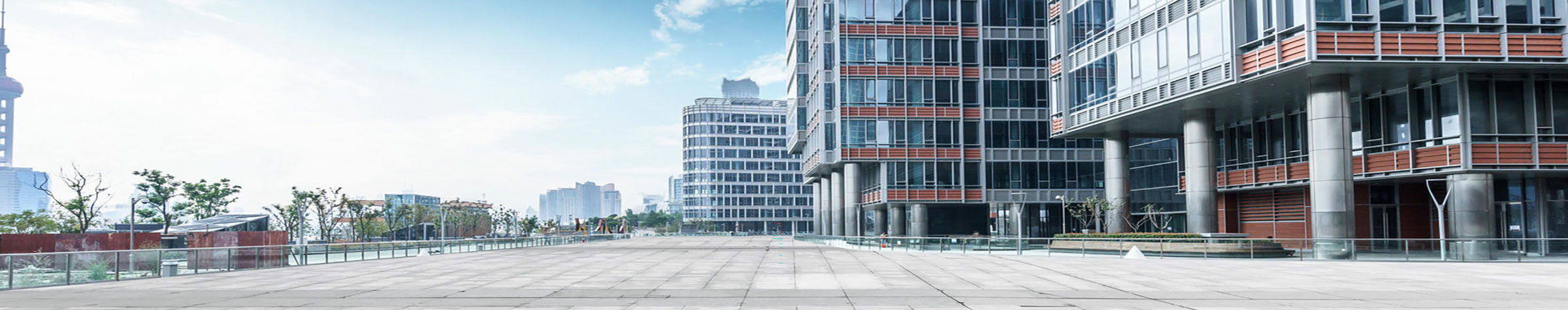 Urban area with concrete and glass buildings